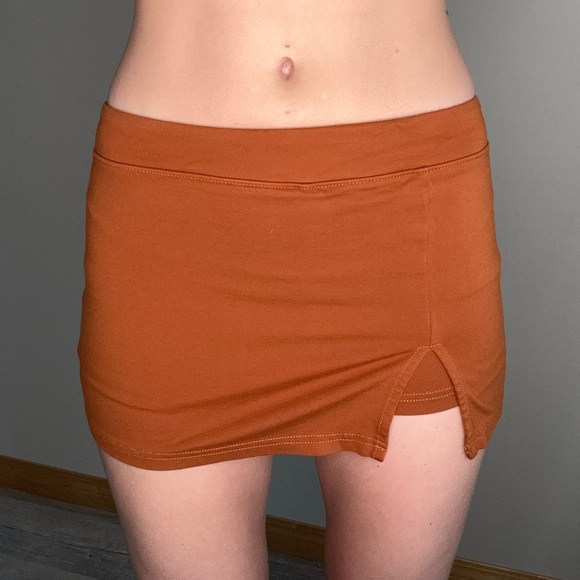 Stylish Burnt Orange Mini Skort - Picture 1 of 4